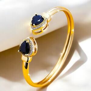 Gold Sapphire Zircon Bangle Bracelet